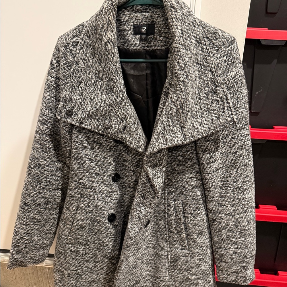 Iz Byer Charcoal and Black Pea Coat